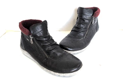 Remonte Women's EUR 39 US 8.5 Black Leather Lined Zipper Rubber Sole Ankle Boots - Image 1 of 4