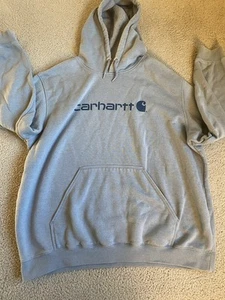 Carhartt Hoodie Mens 2XL Light Blue Loose Fit Drawstring - Picture 1 of 6