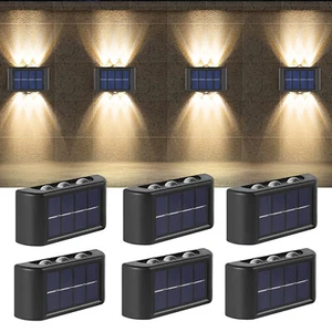 6Pack LED Solar Wall Lights Outdoor Garden Yard Fence Deck Front Door Decor Lamp - Picture 1 of 17