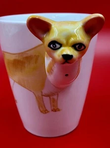 Dog Chihuahua 3D Coffee Mug Cup White Yellow Handpainted - Picture 1 of 11