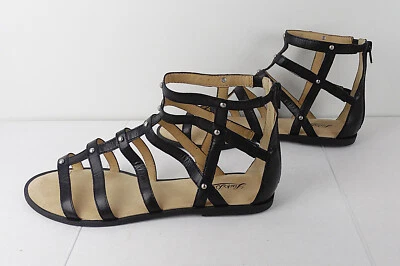 NEW (NWOB) Lucky Brand Beverlee Black Leather Flat Gladiator Sandals 10M - Image 1 of 4