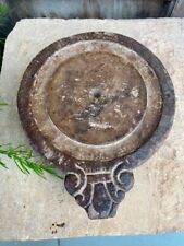 1700's Antique Marble Stone Hand Carved Floral Design Chapati Rolling Plate