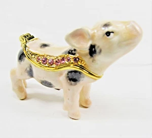 Rosie Piglet Miniature Jeweled Pewter Trinket Box Farm/Countryside Collectibles - Picture 1 of 3