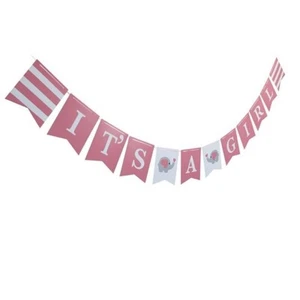 Baby Shower Banner Rosa Elefant Banner Party Geburtstag Kinder - Bild 1 von 1
