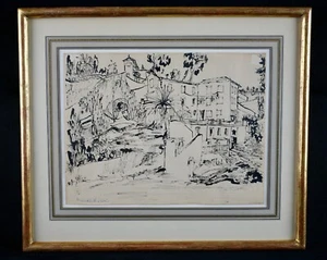 Vintage Framed Original Cityscape Ink Drawing on Paper By Lilian MacKendrick - Picture 1 of 12