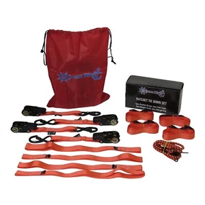 Correas de trinquete de bucle suave rojas (juego de regalo de cable bungee gancho de gancho suave) - Imagen 1 de 12
