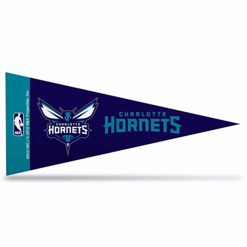 Charlotte Hornets Mini Pennants, 4" x 9" - Licensed by Rico - Made In USA - Image 1 of 1