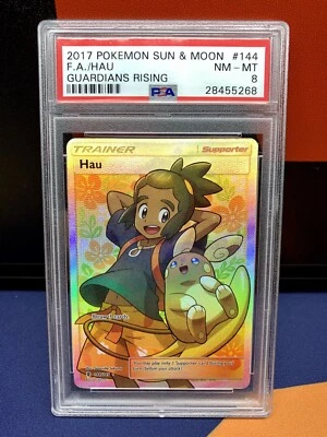 Holo Shift Misprint Error Pokemon Full Art Hau Trainer 144 Raichu Card PSA 8 - Image 1 of 4