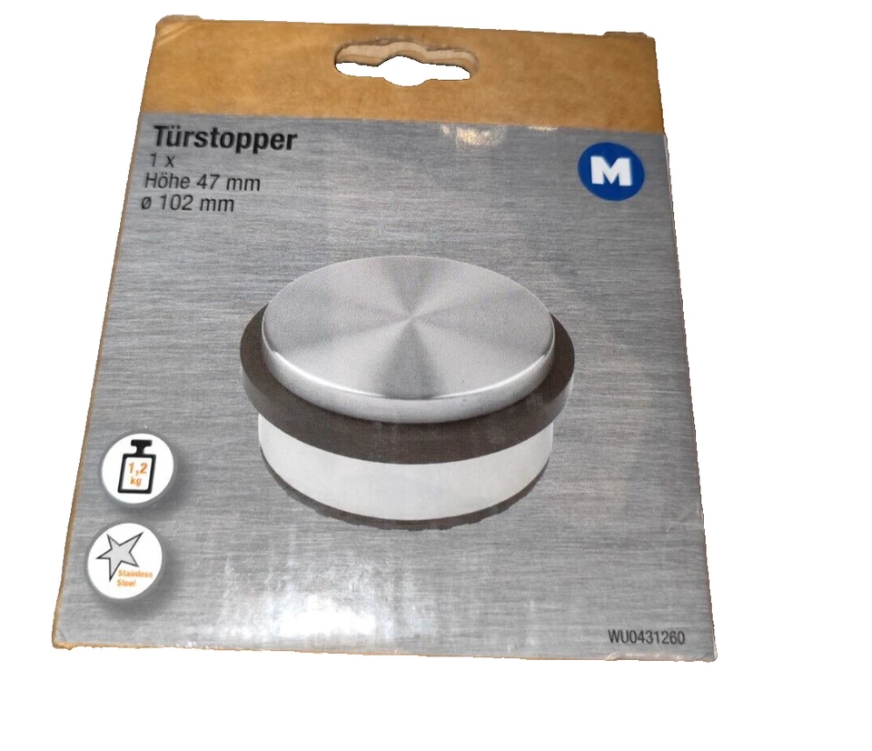 Türhalter  Beschläge Edelstahl Türstopper flach Ø 102 mm x H 47 mm Puffer - Bild 1 von 1