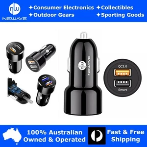 NEWAVE 2 Ports 30W QC3.0 18W + Smart 12W Dual USB Fast Car Phone Charger Adapter - Picture 1 of 12