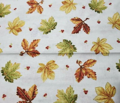 Gallo rojo Harvest Breeze de 1 yarda hojas de otoño oro crudo reflejos metálicos Foto 1 de 3