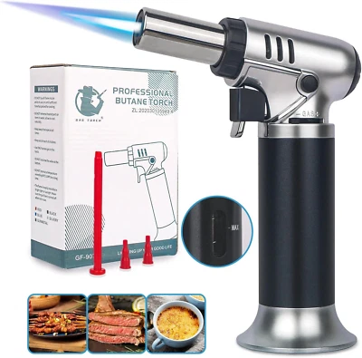 Cannello Da Cucina, Regolabile E Ricaricabile, Bruciatore a Gas Con Blocco Di Si - Immagine 1 di 4