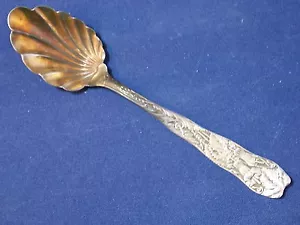 Wallace Sterling Silver Scalloped Sugar Teaspoon Trumpet Flower Ornate RM & S - Picture 1 of 6