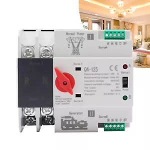 Dual Power Automatic Transfer Switch 2P Grid to AC Generator PC Level 100A 110V - Picture 1 of 17