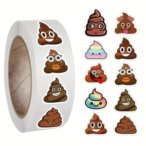 Stickerrolle 500 Stück Kacke Scheisse Emoji Shit Smiley - Picture 1 of 2