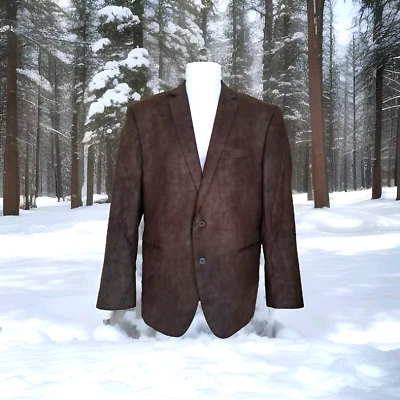 Daniel Hechter Paris Sport Coat 44R Brown Faux Suede Blazer 2 Button Double Vent - Image 1 of 4