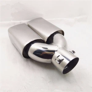1Pcs Chrome Car Dual Tail Pipe Muffler Tip 60mm Inlet Square Cut Stainless Steel - Bild 1 von 9