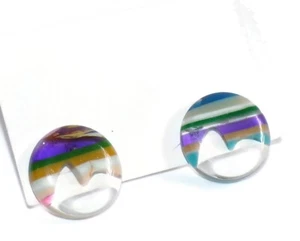 Sobral Rio+Design Sustentavel Multi Stripe Pao De Acucar Sugar Loaf Earrings - Picture 1 of 7