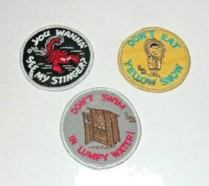 Lote de parches de moto de nieve vintage Stinger Don't Eat amarillo motos de nieve - Imagen 1 de 4