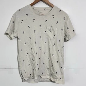 Gap Mens Hawaiian Floral T-Shirt Size S Dingy White Distressed Pockets - Picture 1 of 8