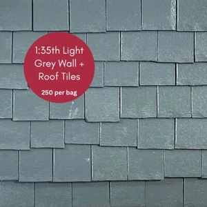Dolls House 1:35th Scale 250 x Styrene Miniature Model Roof Tiles Light Grey - Picture 1 of 6