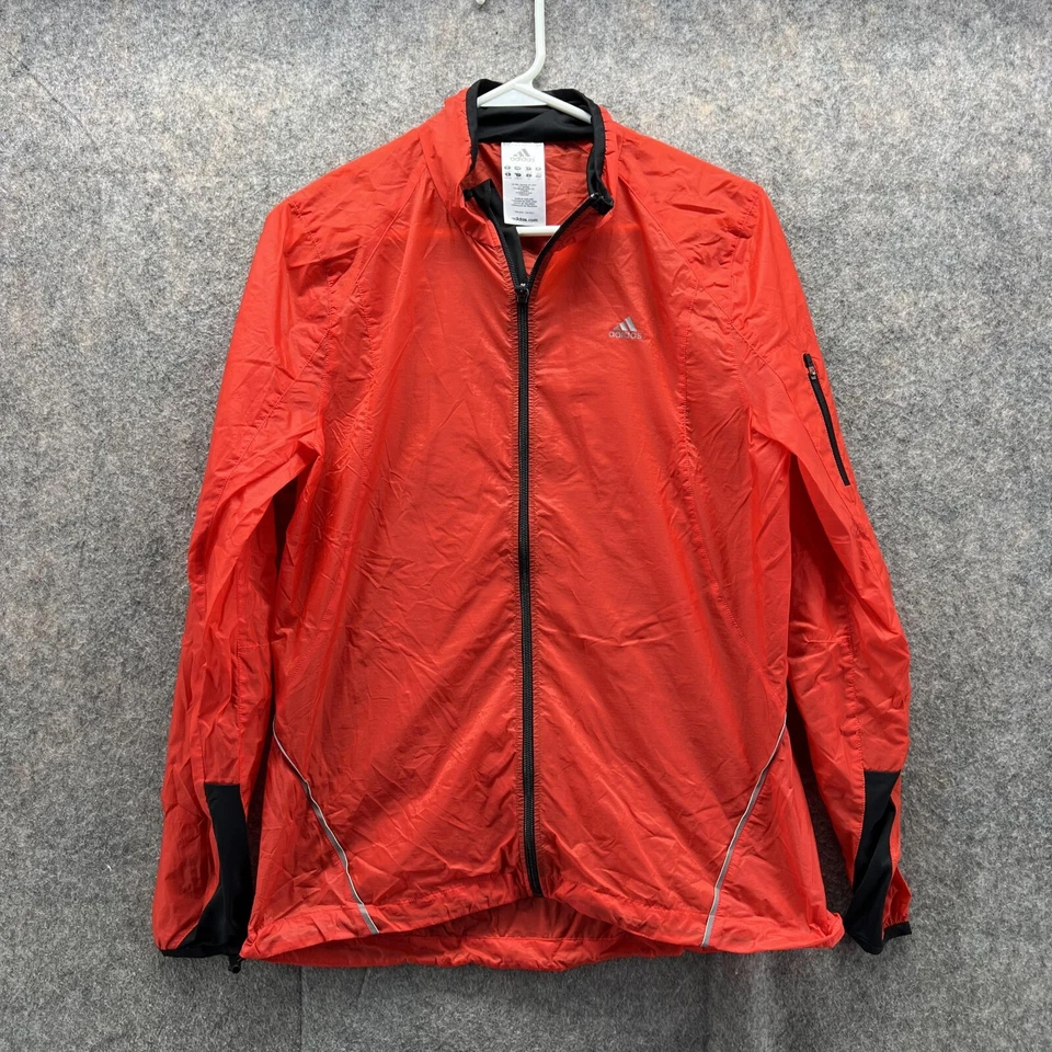 Chaqueta Adidas Mujer Pequeña Naranja Cremallera Completa Cortavientos Bolsillos Poliéster Pista Foto 1 de 4