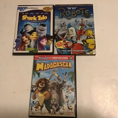 LOT 3 CHILDREN'S DVD MOVIES SHARK TALE, Robots And Madagascar. — 第 1/2 张图片