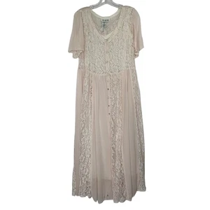 Vintage Together Floral Pink Lace Retro Dress 80's Whimsical *FLAWED - Picture 1 of 15