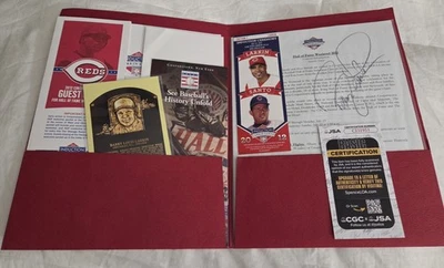 Rare Barry Larkin JSA Hall Of Fame Induction Autograph Ticket, Post Card, & More - Image 1 of 4