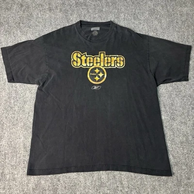 Camisa De Colección Pittsburgh Steelers Para Hombre XL Negra Algodón Logo Reebok NFL Fútbol Foto 1 de 4