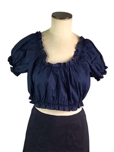 Amanda Uprichard Navy Off The Shoulder Crop Top , S, EUC - Picture 1 of 4