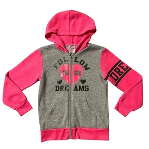 Angel Face Hoodie Full Zip Up Dreams Graphic Pink Gray Girls Size 6X - Picture 1 of 12