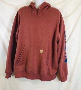 Carhartt Hoodie Mens 2XL Loose Fit Wine Pullover With Arm Label - Picture 1 of 8