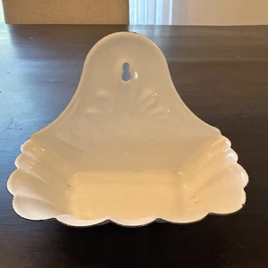 ENAMEL SOAP DISH VINTAGE STYLE WHITE PORCELAIN HOLDER FARMHOUSE DECOR - Picture 1 of 5