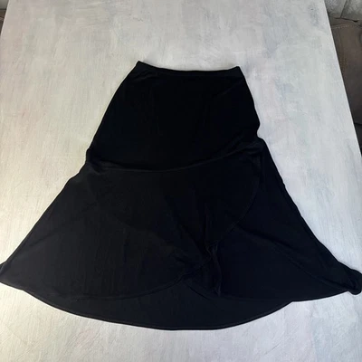 Chico's Travelers Maxi Skirt Womens Size 2 black Slinky Ruffle Pull on Stretch - Image 1 of 4