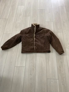 Chaqueta de Camionero Sherpa de Pana Vintage Levi’s Para Hombre Talla 44 Marrón Desteñido Hecha en EE. UU. - Imagen 1 de 21