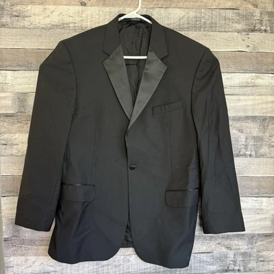 Blazer Jos A Bank Para Hombres Talla 42R Negro Esmoquin Muesca Traje Chaqueta 100% Lana Foto 1 de 4