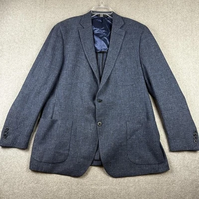 Coppley Blazer Mens 46T Blue Textured Wool Linen Cotton 2 Button Patch Pocket - Image 1 of 4