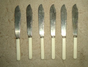 6 Vintage Rustless Nickel Silver Sheffield Fish Knives 7.5" - Picture 1 of 7