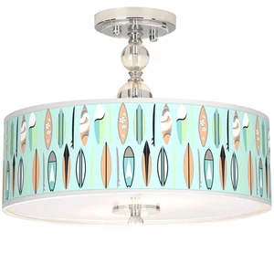 Retro Surf Giclee 16" Wide Semi-Flush Ceiling Light - Picture 1 of 4
