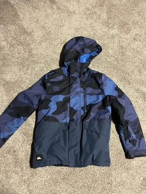 Jaqueta Quicksilver Ski Snowboard Juventude 8/10 Preta Multi Logotipo Capuz QuikTech - Imagem 1 de 4