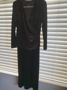 Madison Leigh Brown Sparkly Velour Long Dressy Dress Women's 12 - Picture 1 of 4