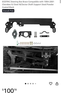 Steering Box Brace 74-01 Cherokee XJ Steel W/Sector Shaft Support Steel black - Picture 1 of 5