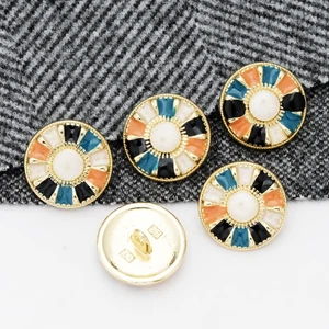 5Pcs Colorful Enamel Metal Buttons for Sewing DIY Clothing Cardigan Jacket Craft - Picture 1 of 5