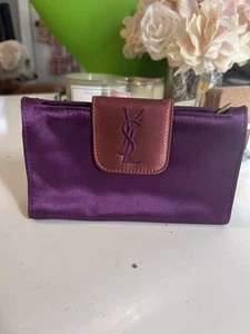 YSL Yves Saint Laurent Purple Satin Clutch Cosmetic Bag - Picture 1 of 5