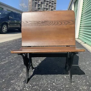 Antique Children's School Desk Wood & Cast Iron Columbia Piqua 4 Years 1894 - Picture 1 of 13
