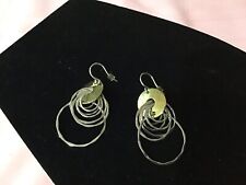 RLM Studio 7 Silver circles hanging from Gold Circles pierced Dangle Earrings
