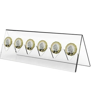6-Slot Plastic Transparent Commemorative Coin Collection Acrylic Stand Holder - Picture 1 of 7