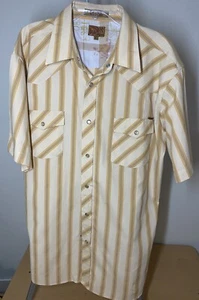 Maxini Original Mens Large Pearl Snap Button Western Shirt Short Sleeve Striped - Picture 1 of 6