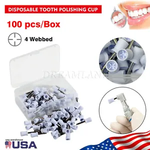 100pc Dental Latch Prophy Polishing Cup Cups For Contra Angle Handpiece USA SALE - Picture 1 of 11